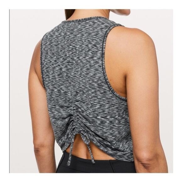 Lululemon Cinch Me Up Tank Top Shirt Spaced Out Space Dye Black White Gray Large - Picture 4 of 8